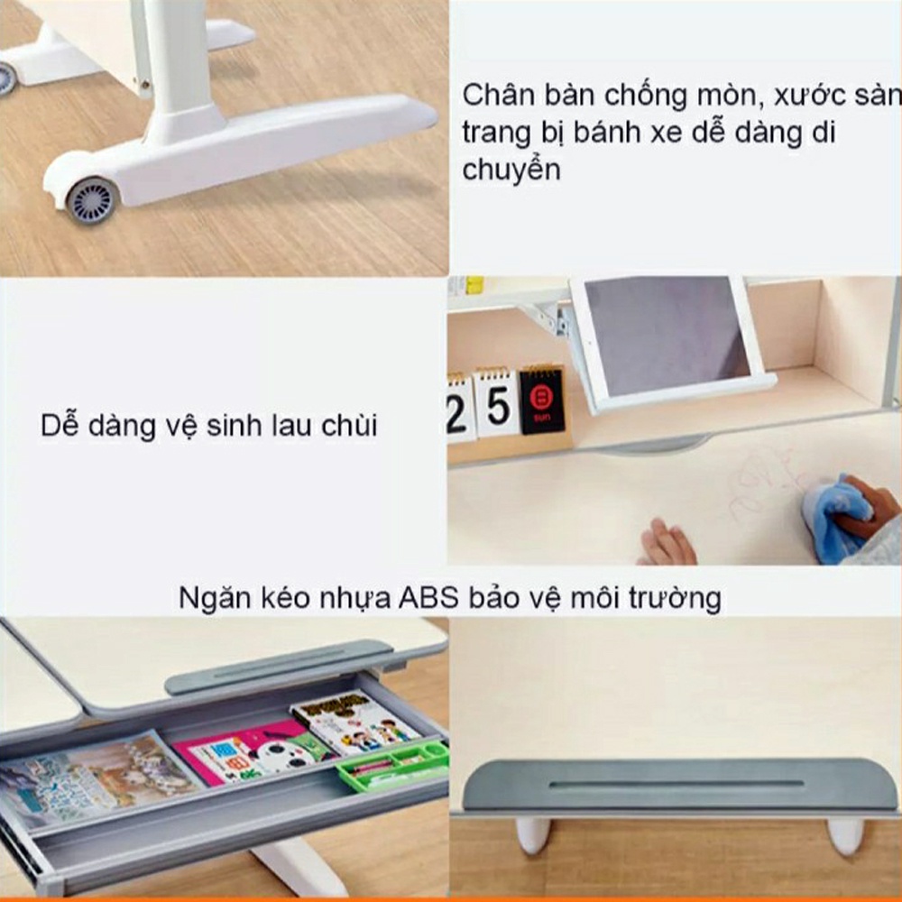 Bàn học sinh thông minh chống gù chống cận DOUSSI 518 - TIÊU CHUẨN CHÂU ÂU CÔNG NGHỆ ĐỨC