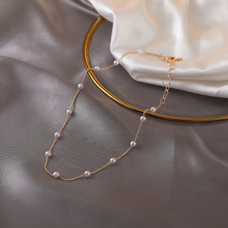 Vòng cổ ngọc trai ngắn đơn giản cá tính phong cách Hàn Quốc cho nữ