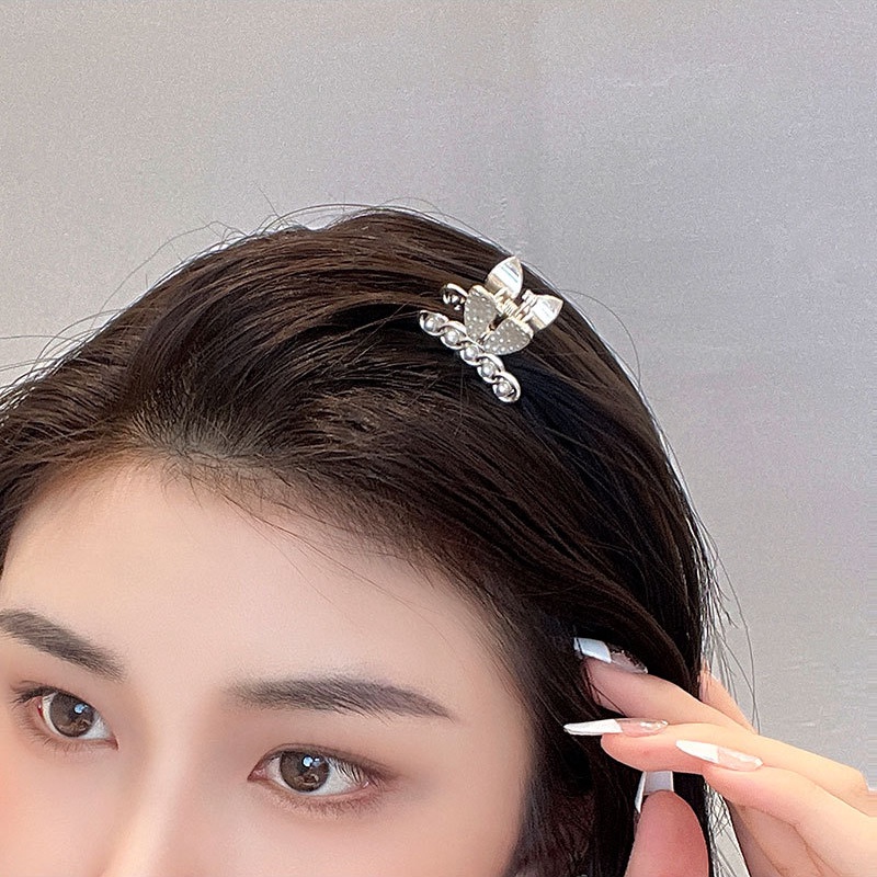Kẹp Tóc Kim Loại Đính Nơ Ngọc Trai Kiểu Hàn Quốc Thời Trang Cho Nữ