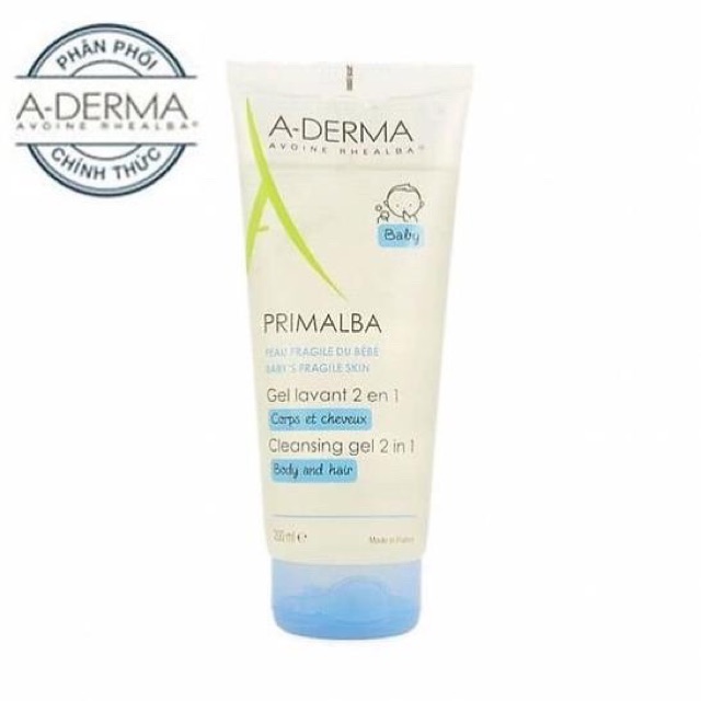 ✅ A-Derma Primalba Cleansing Gel 2in1 Sữa Tắm Gội Cho Bé (200ml)