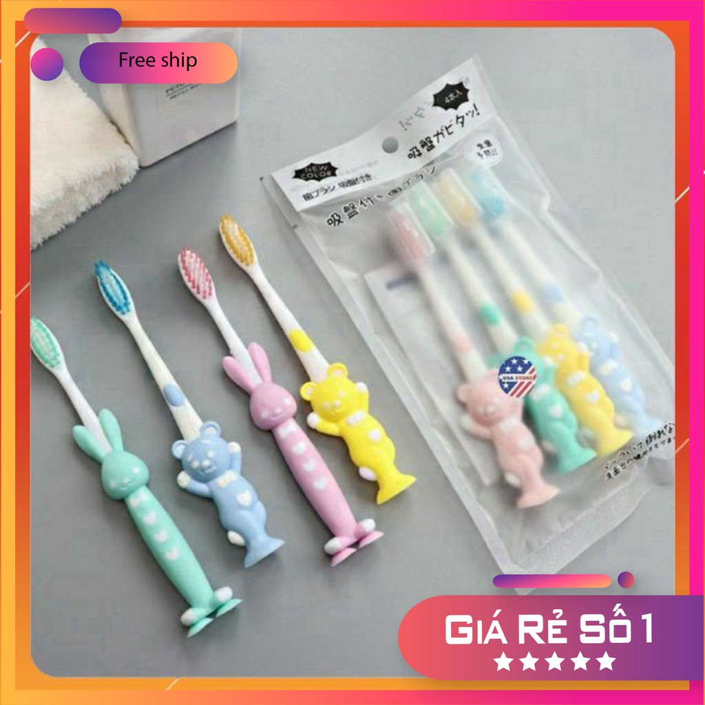 Set 4 Bàn Chải Đánh Răng Xuất Nhật Siêu Mềm Cho Bé