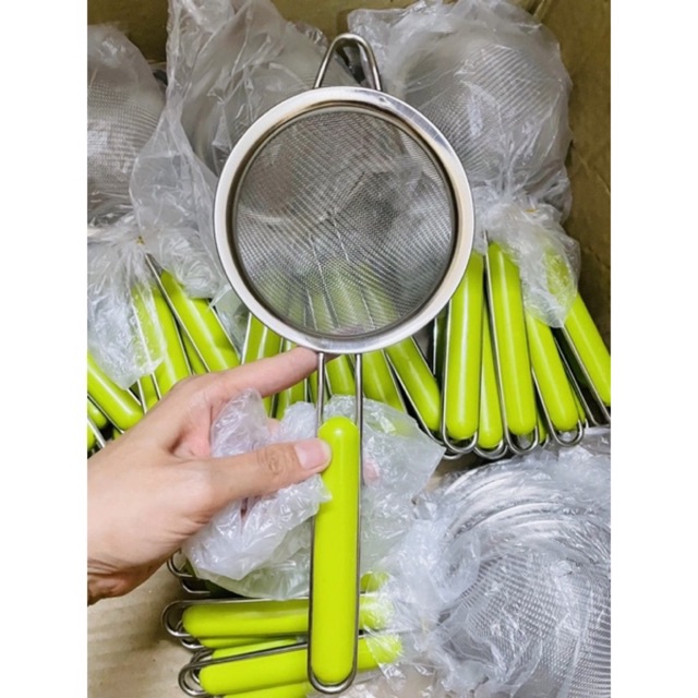 Rây lọc inox cán xanh 12cm để lọc cháo/ thức ăn cho bé
