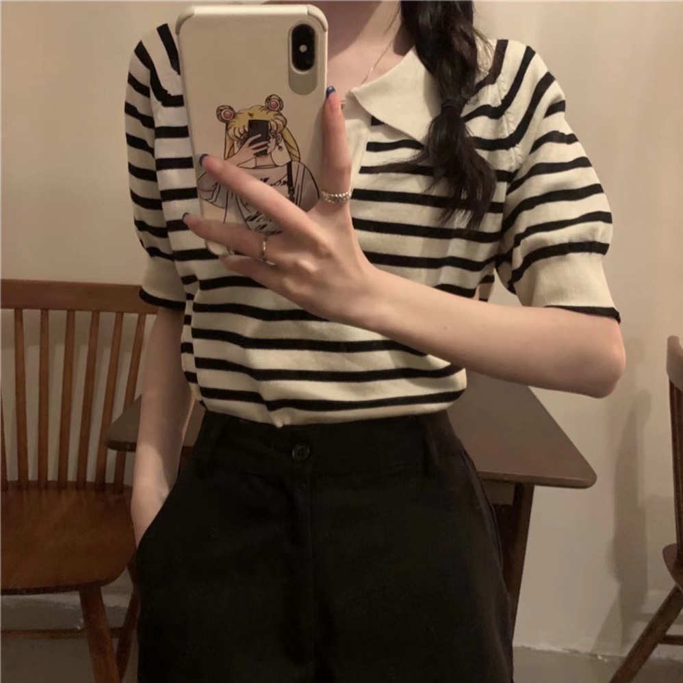 【Hana and Alice】Áo Thun polo Tay Ngắn Phong Cách Hong Kong Thời Trang Mùa Hè Mới 2023