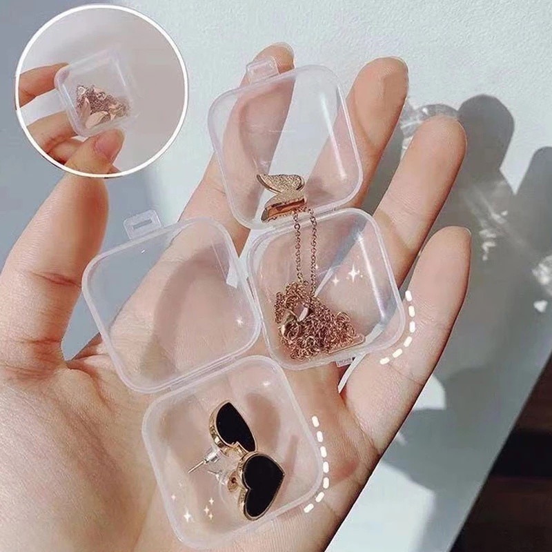 Set 6 Hộp Nhựa Trong Suốt Hình Vuông Đựng Trang Sức