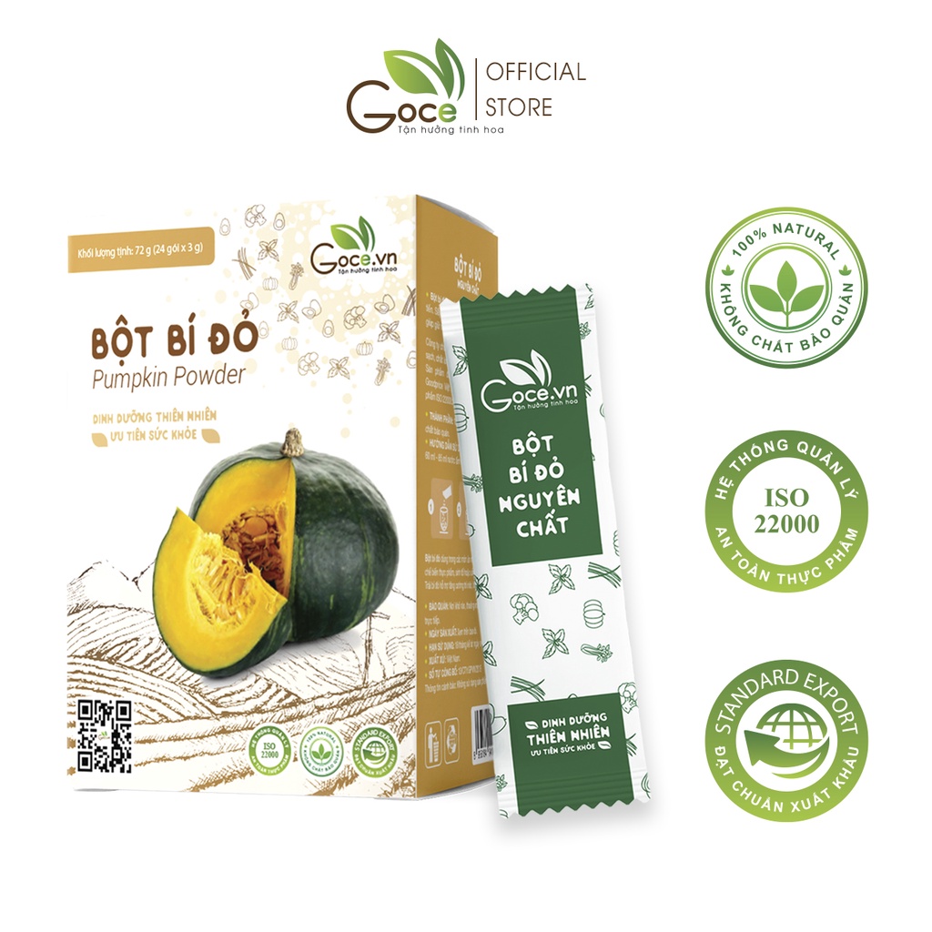 Bột bí đỏ nguyên chất Goce - 72g (24 gói x 3g)