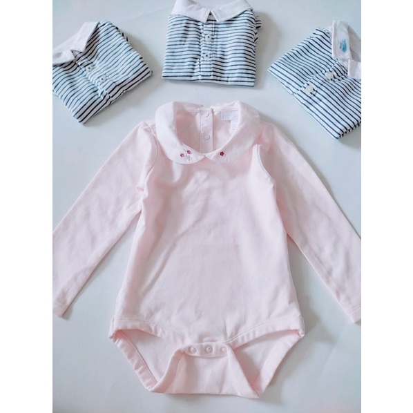 Body suit xuất Anh, dài tay có cổ cho bé trai bé gái, hàng VNXK