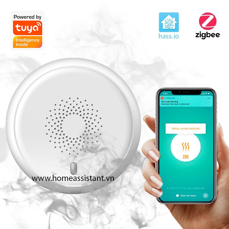 Đầu Báo Khói Báo Cháy Hỏa Hoạn Zigbee Tuya ZW05  Zigbee2MQTT ZHA Hass