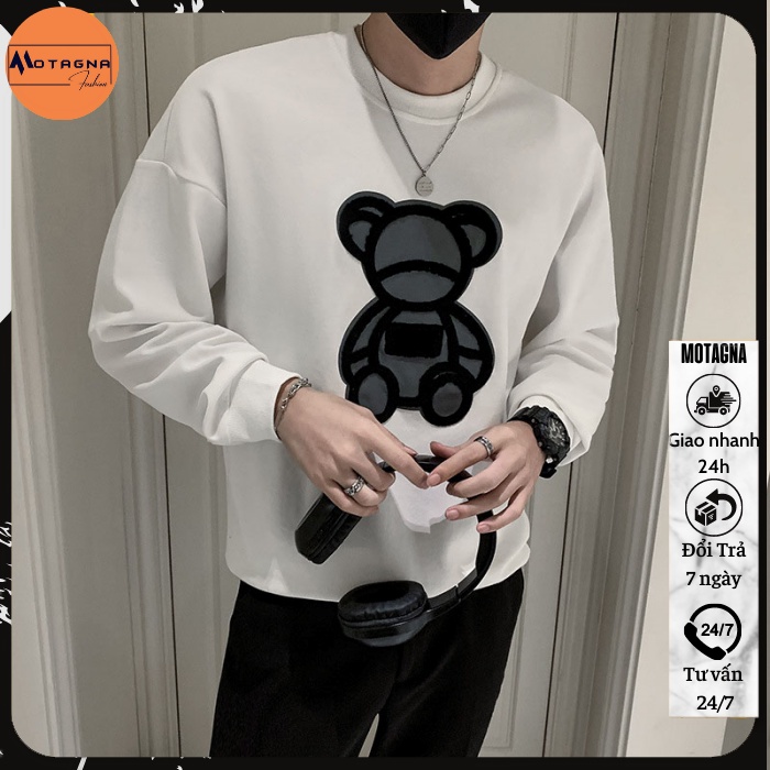 Áo thu đông Hàn Quốc, Áo sweater chất đẹp kiểu dáng Hàn Quốc in Gấu Xám mã NZ611