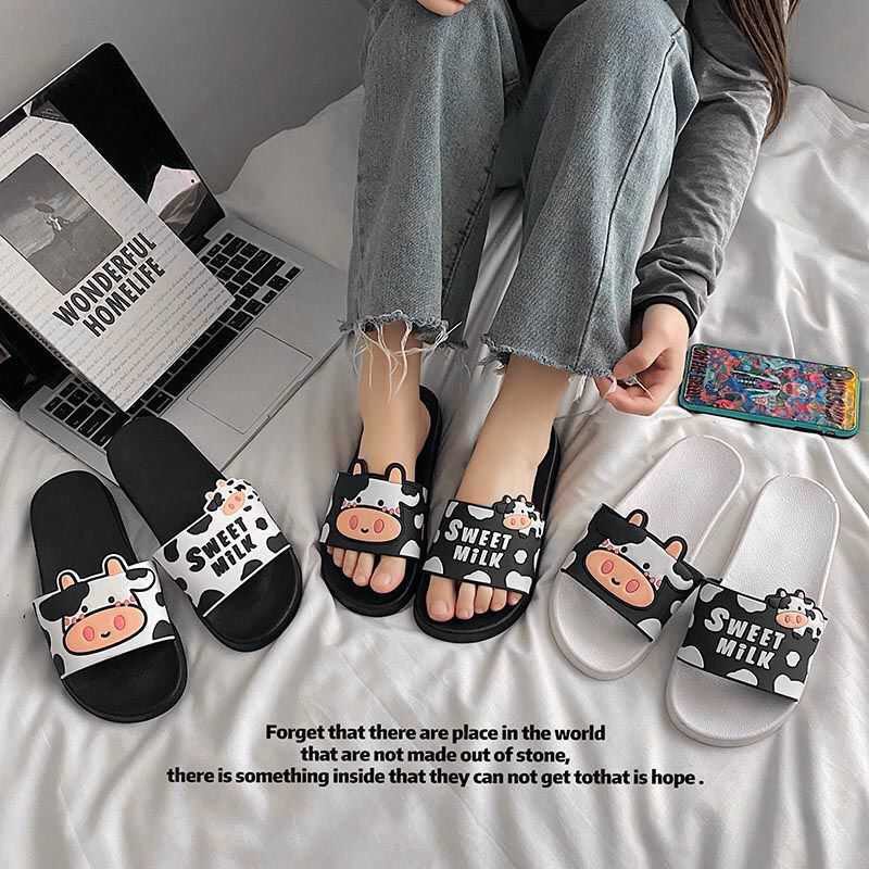 Dép Quai Ngang Hot Trend Bò Sữa Sweet Milk Dép Nữ Siêu Dễ Thương DP05