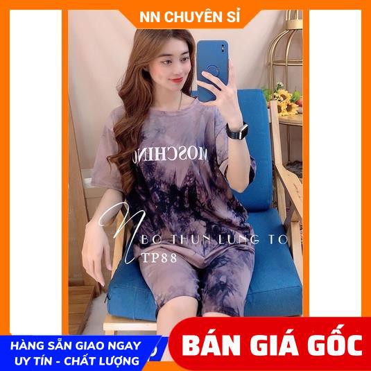 Đồ bộ nữ mặc nhà phom 55kg chất thun mềm loang màu in hinh hoạt hình dễ thương TP88