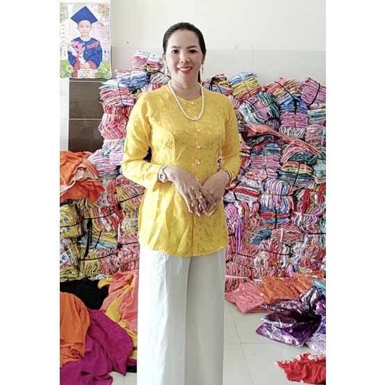 Áo bà ba GẤM CAO CẤP(40-75kg) mặc vừa,bán áo riêng.quần riêng