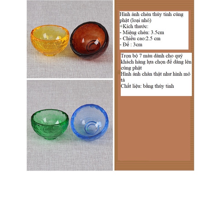 Chén cúng thủy tinh gồm có 7 màu 3,5cm - - Văn phòng phẩm Nhơn Phát