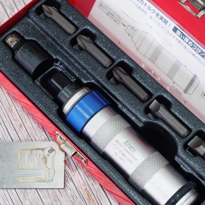 🇯🇵Made in Japan🇯🇵 Bộ tua vít đóng Nhật Bản đầu 1/2” Anex 1901