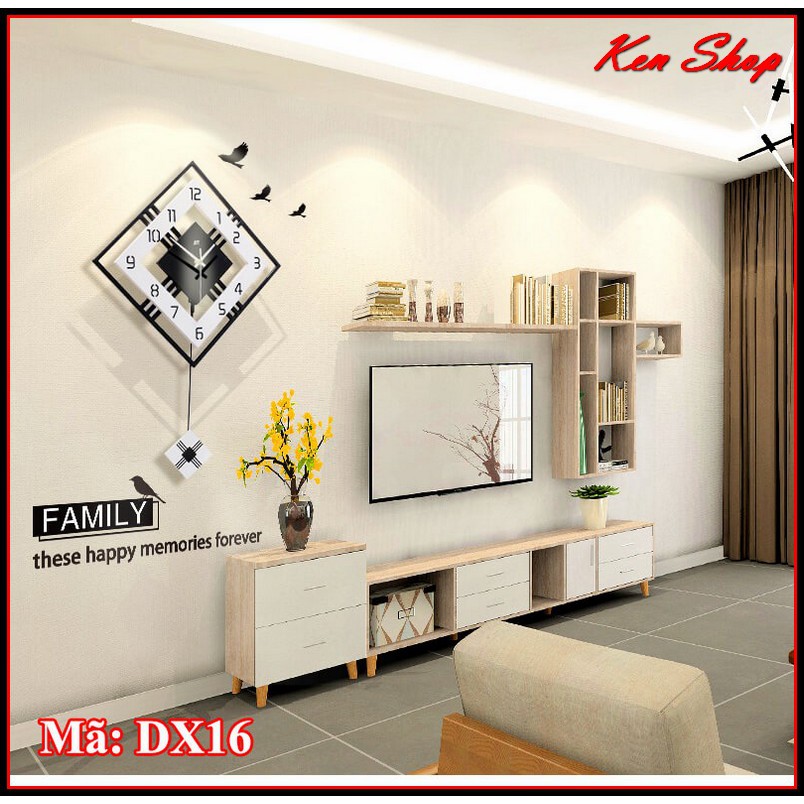 🔥🕕 Đồng hồ treo tường độc đáo có quả lắc đen trắng cao cấp - Đồng hồ DX16