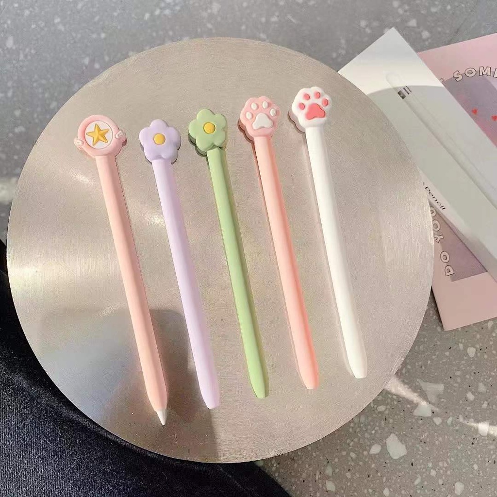 Vỏ bảo vệ bút chì Phim hoạt hình dễ thương Bút cảm ứng Bút bảo vệ Tay áo thứ 2 Silicone mềm siêu mỏng Vỏ bảo vệ chống trượt
