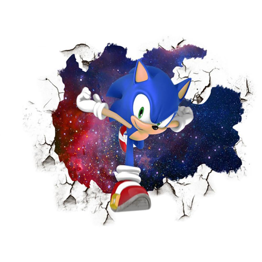 Sticker Dán Tường Họa Tiết Hoạt Hình Sonic 3D Dễ Thương D6S2