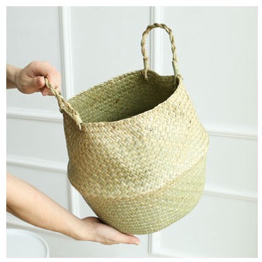 Giỏ cói mỹ nghệ trồng cây hoa giả - Trang trí Vintage