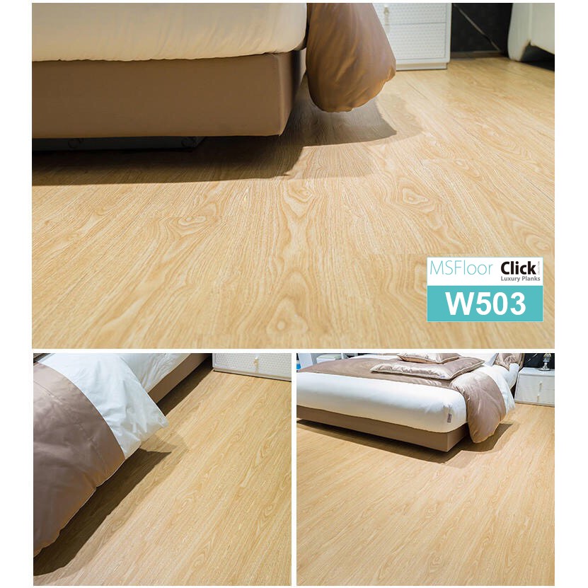 Tấm sàn nhựa giả gỗ bóc dán chống thấm chống trầy có sẵn keo W503 (7 tấm)