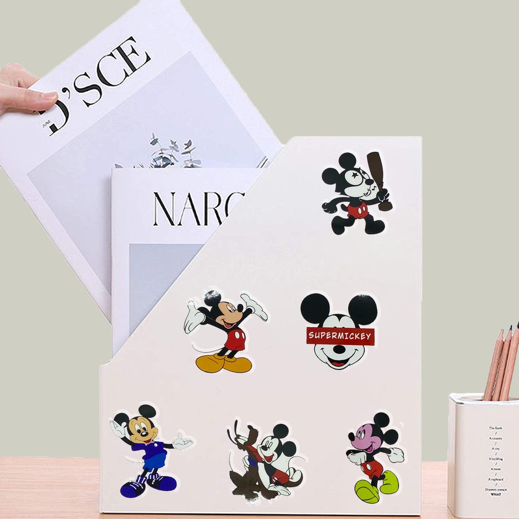 (Bộ 50 Miếng) Sticker Mickey Hoạt Hình Cute, Sticker Dán Mũ Bảo Hiểm Laptop Chống Nước