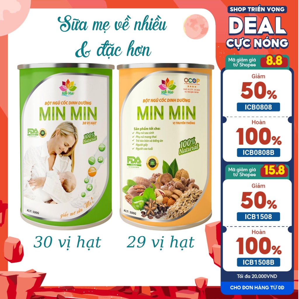 Ngũ Cốc Min Min 29 Loại Hạt-Ngũ Cốc Lợi Sữa,Bà Bầu(1kg/2hộp)