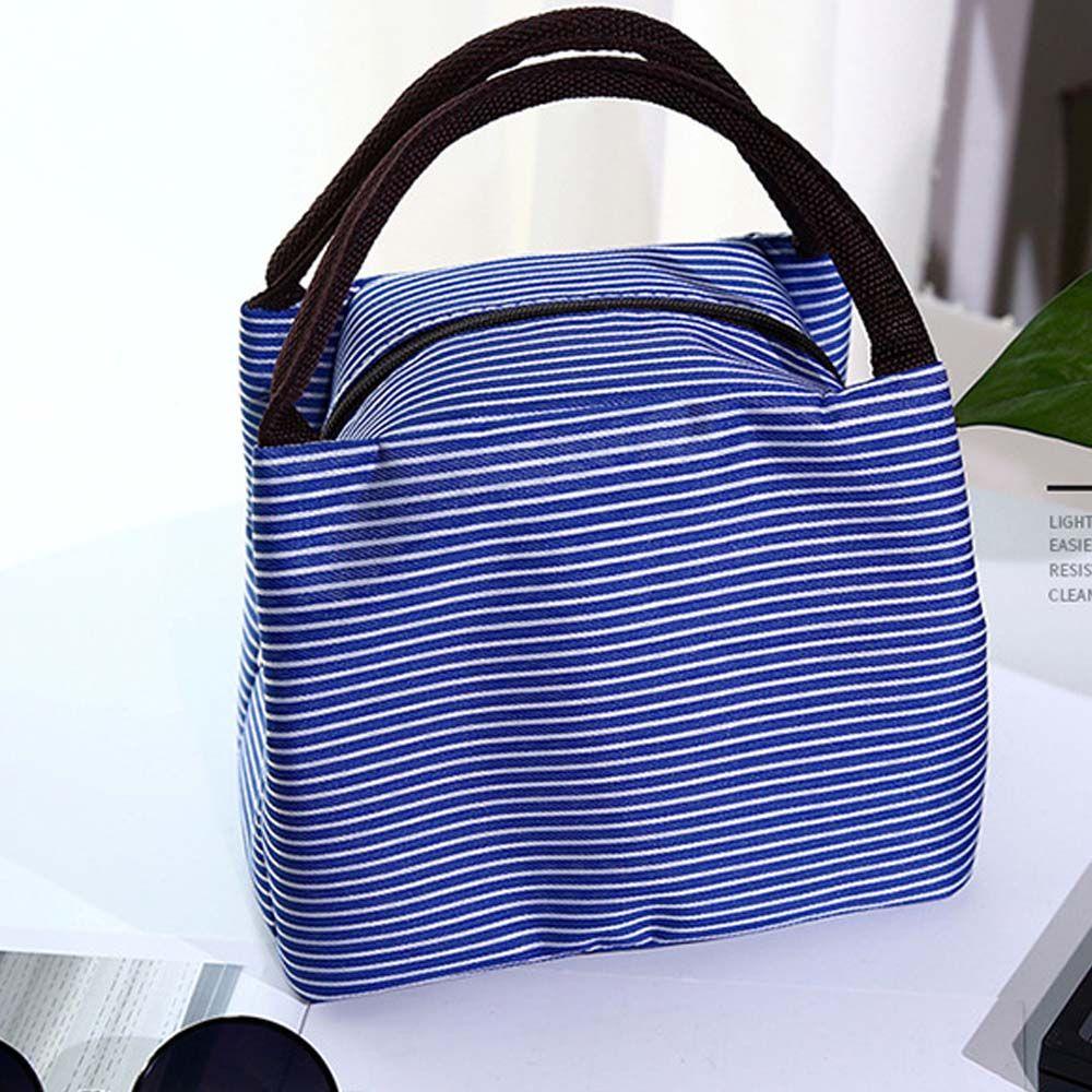 Túi Giữ Nhiệt Đựng Hộp Cơm Trưa Chống Nước Họa Tiết Sọc Dễ Thương