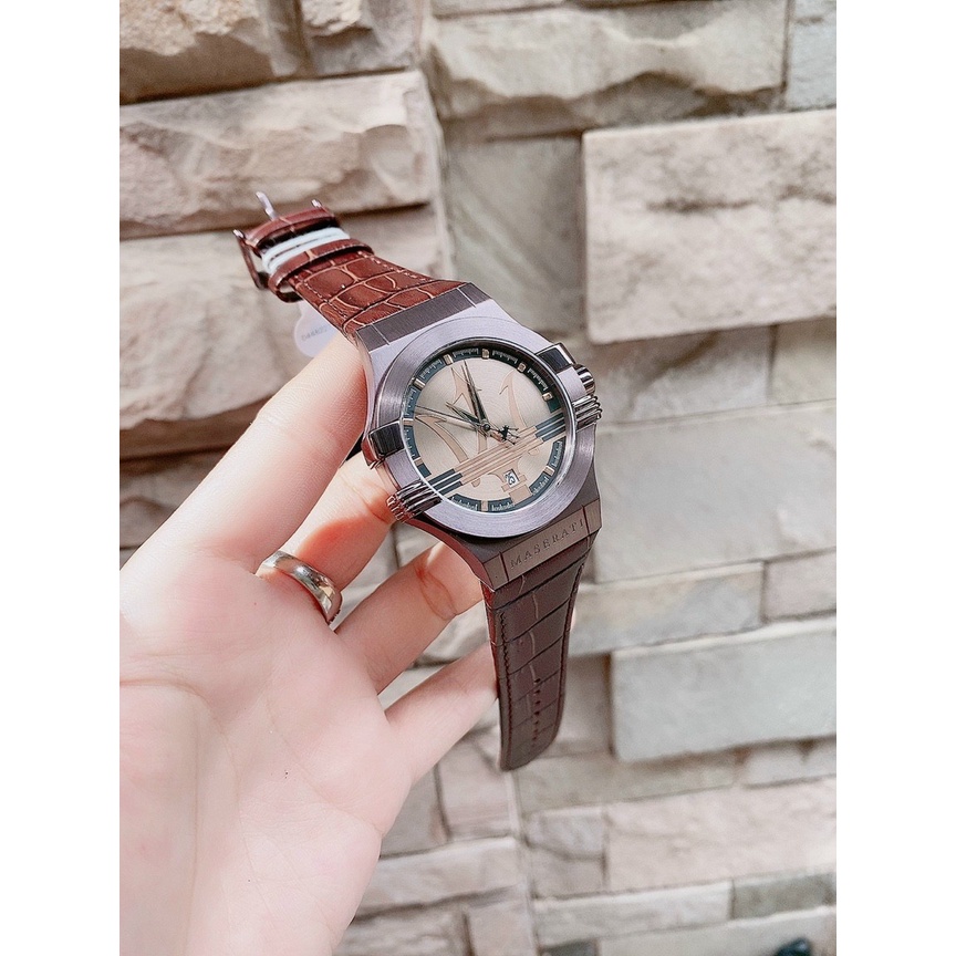 Đồng Hồ Nam Maserati Potenza Máy Pin Dây Da Size 42mm , Fullbox