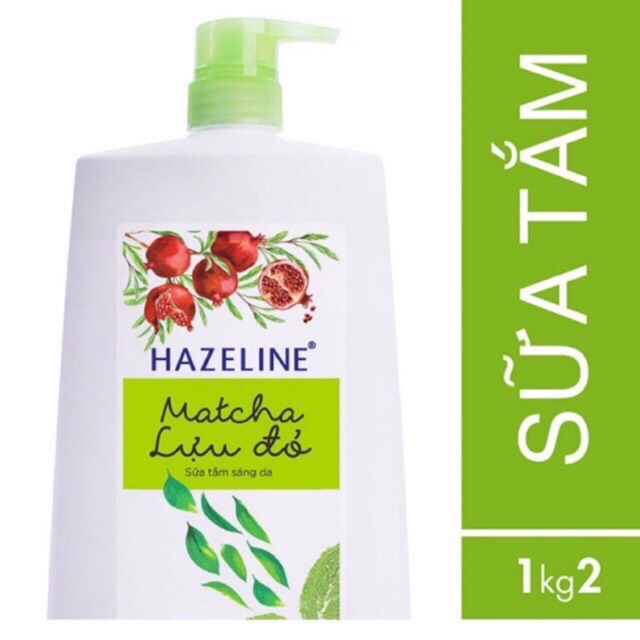 Sữa tắm dưỡng trắng da HAZELINE matcha & lựu đỏ 1,2KG