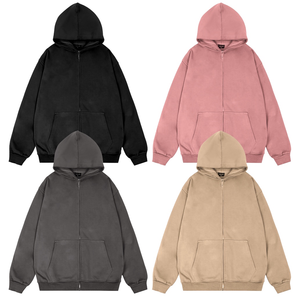 Áo khoác nỉ hoodie - Áo hoodie zip nỉ bông loại 1 khóa kéo trơn nhiều màu