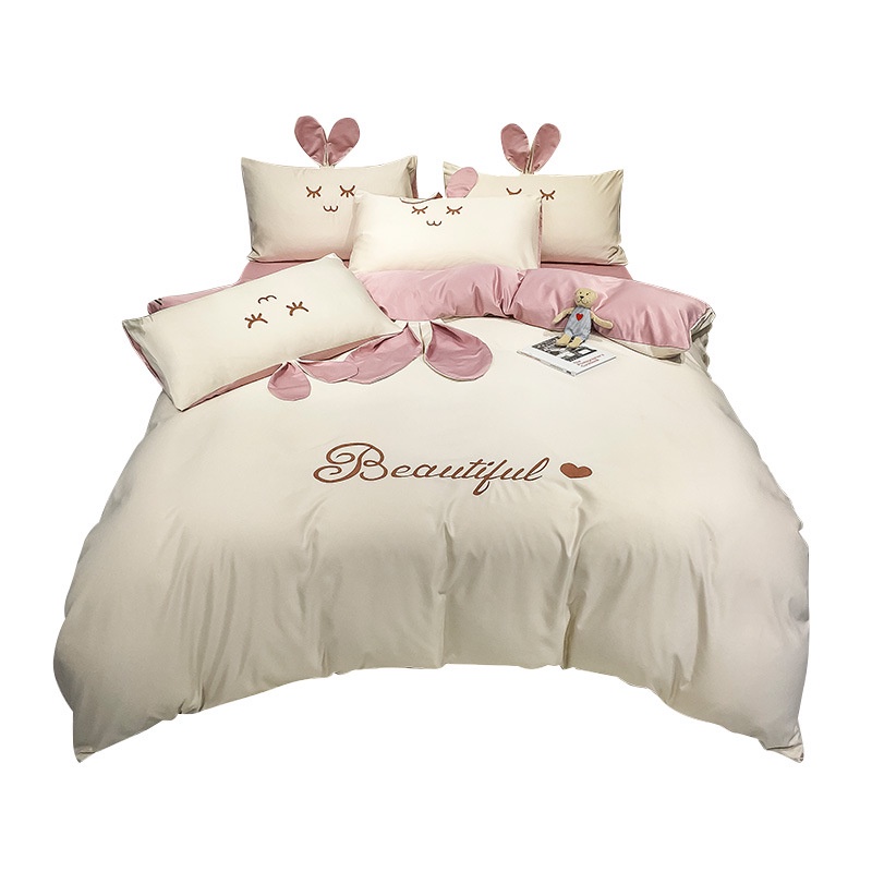 New summer ice silk sheet quilt cover cartoon washed silk four piece set lovely children's three piece set bedding | BigBuy360 - bigbuy360.vn