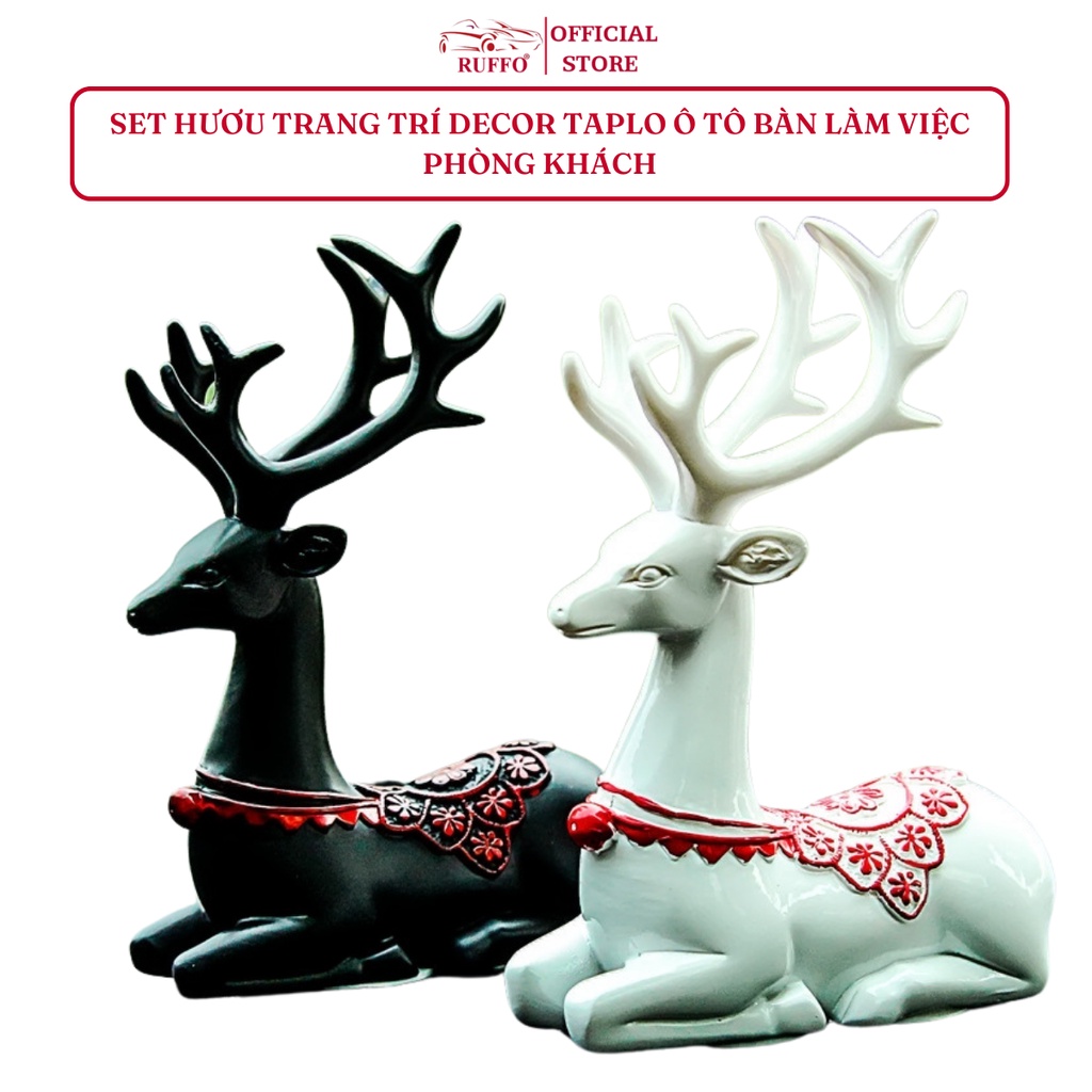 Set Hươu Decor Taplo Ô Tô Bàn Làm Việc Cực Xinh - Phụ Kiện Trang Trí Xe Hơi Phòng Khách Ruffo Cao Cấp