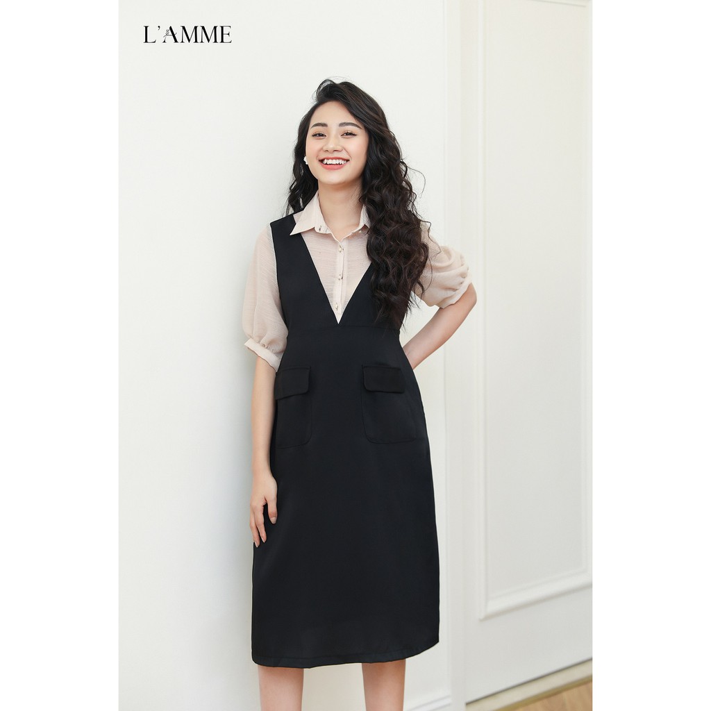 Đầm Bầu Công Sở Nancy Dress Chất Trượt Hàn Phối Tơ Thiết Kế Sang Trọng By LAMME