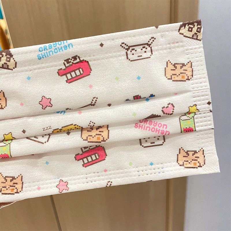 Set 10 / 20 / 30 / 40 / 50 Khẩu Trang 3 Lớp In Hình Cậu Bé Bút Chì Shin-chan Dễ Thương
