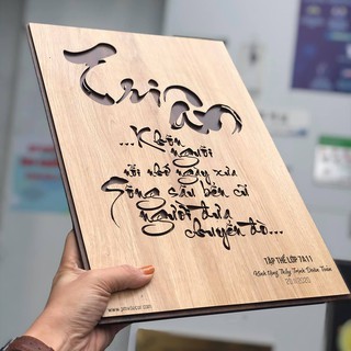 TRANH TRI ÂN THẦY CÔ. Gỗ MDF phủ Melamin 2 màu tương phản cắt laser. TTA-PMV33