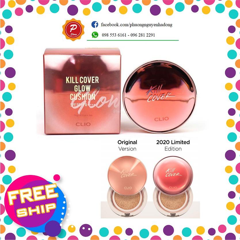(MẪU MỚI LIMITED) PHẤN NƯỚC CLIO KILL COVER GLOW CUSHION SPF50+ PA+++( tặng lõi)
