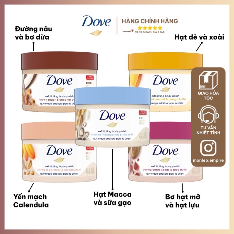Kem tẩy tế bào chết DOVE chăm sóc và làm trắng da nhập khẩu