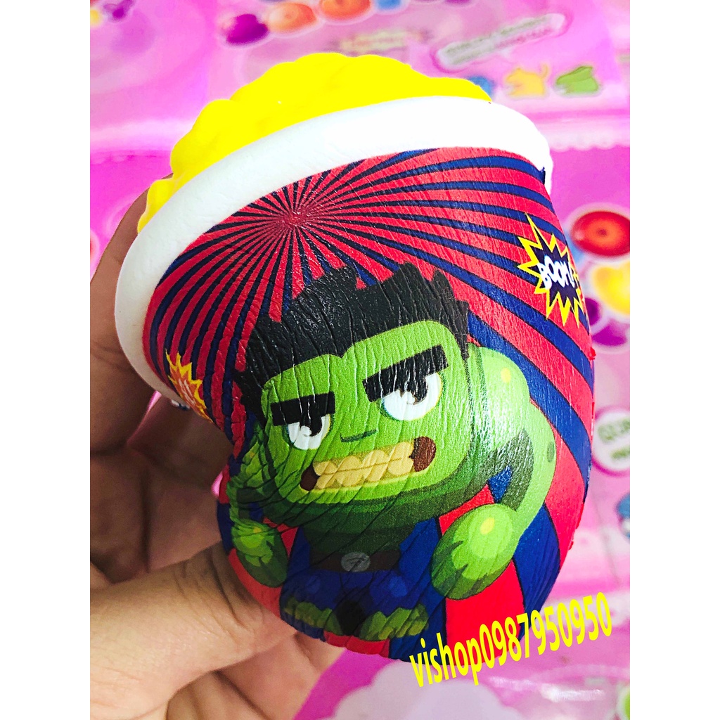 Squishy Lớn JUMBO Hình cốc bỏng ngô in hình HULK người khổng lồ xanh Đồ Chơi Xốp Giảm Stress Hình mềm mịn dễ Thương