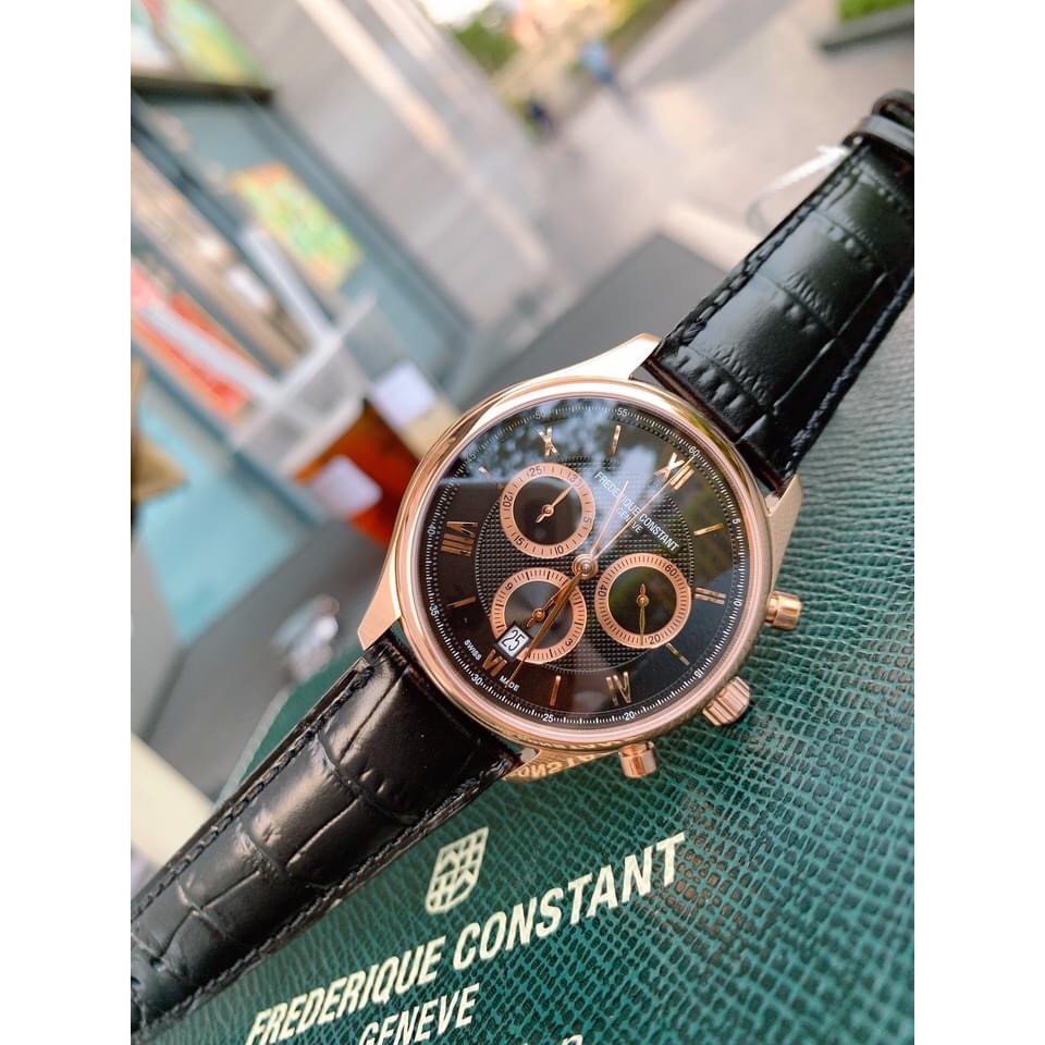 Đồng hồ nam chính hãng Frederique Constant Chronograph - Máy Quartz pin Thụy Sĩ - Kính Sapphire - Dây da