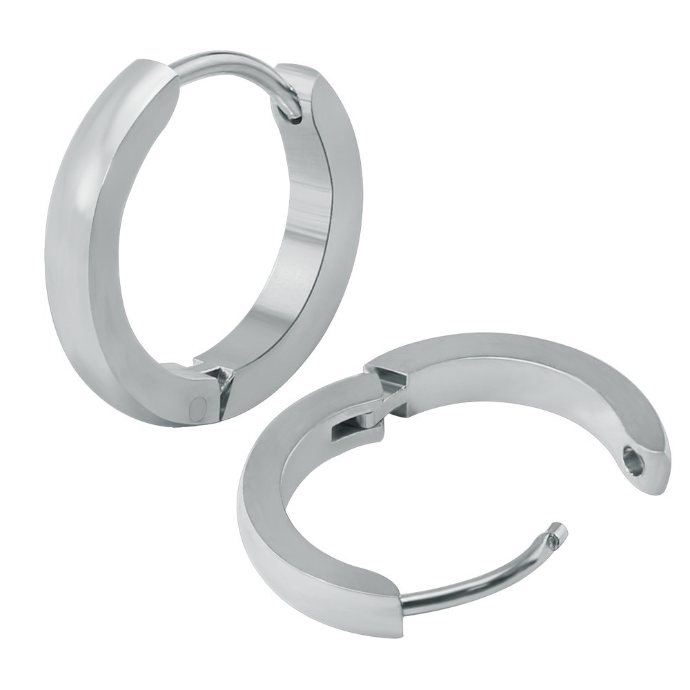 1 Đôi Bông Tai Tròn Nhỏ Bằng Thép Không Gỉ 7-16mm Màu Đen