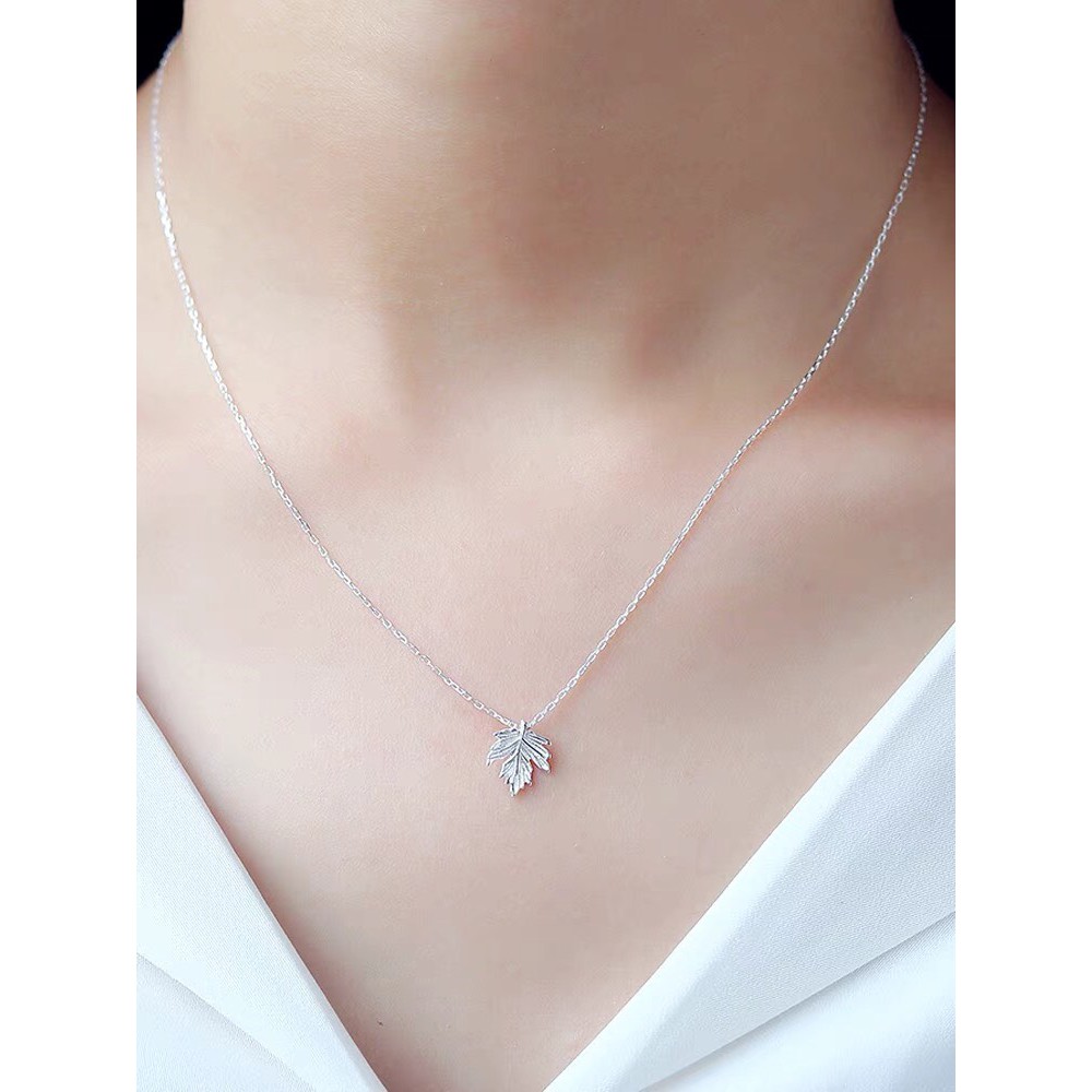 Vòng Cổ Bạc Hình Lá Thời Trang Xinh Xắn Bixue D032102 - MonLilas Jewelry