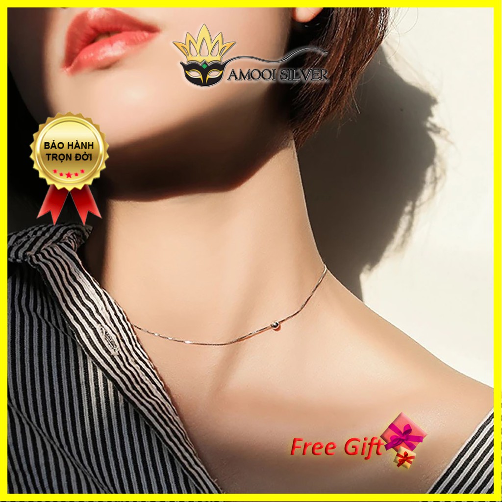 Dây chuyền choker bạc S925 1 viên bi - Amooi Silver AD58