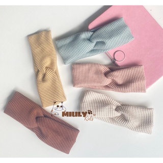 Turban, băng đô cho bé bằng vải cotton waffle Hàn