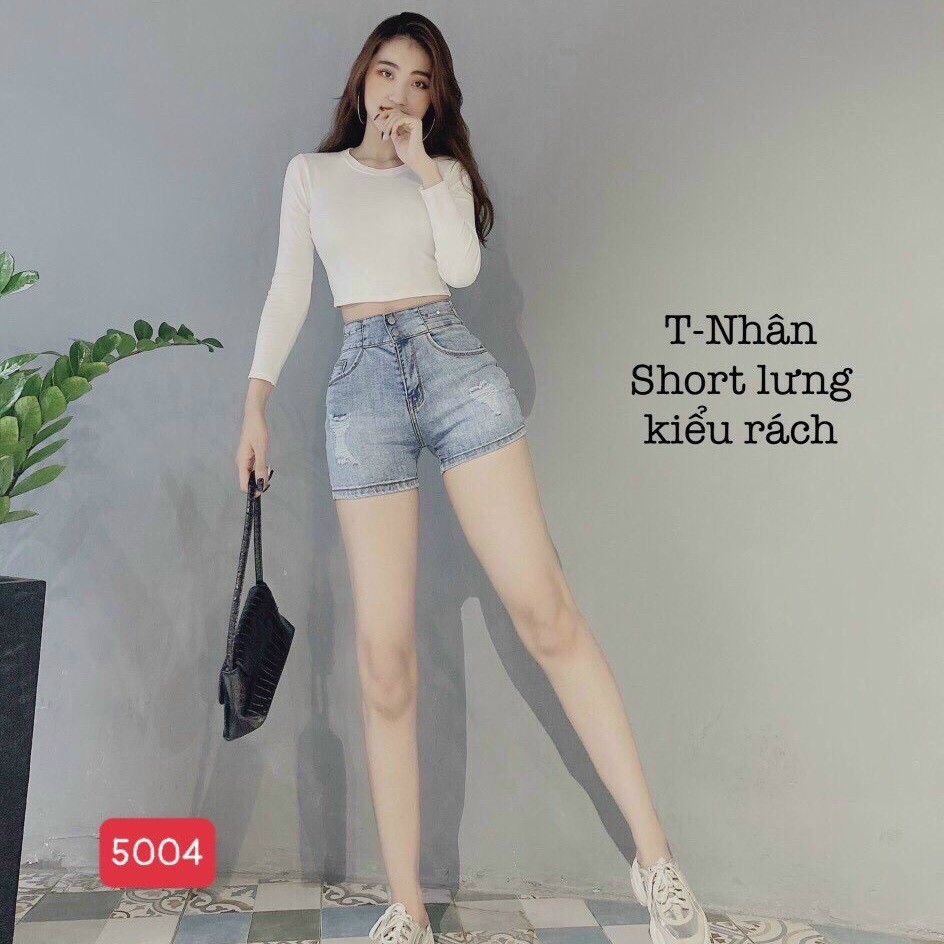 Quần short nữ lưng cao King168, cạp cao, co dãn nhẹ, chất jean cotton xịn xò mẫu vq35