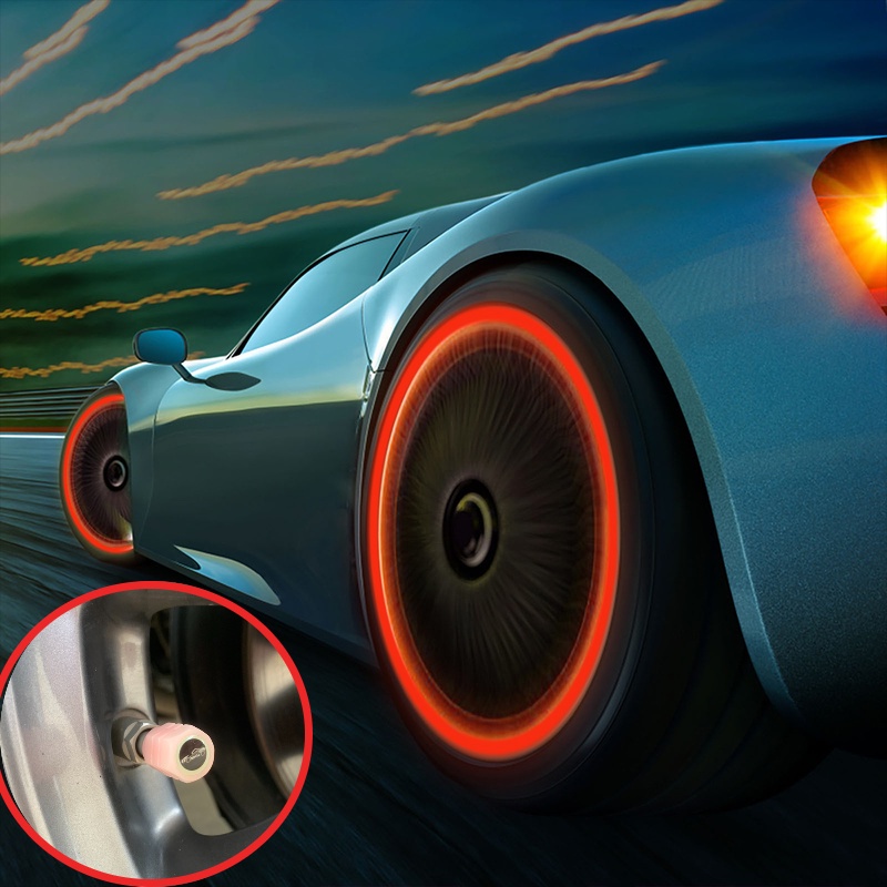 1 / 4 Nắp Van Bánh Xe Hơi / Xe Máy Bằng ABS Màu Dạ Quang