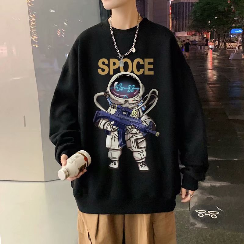 Áo Sweater dáng rộng cổ tròn không mũ trùm phong cách xuân thu thời trang Hàn Quốc size M-8XL cho nam