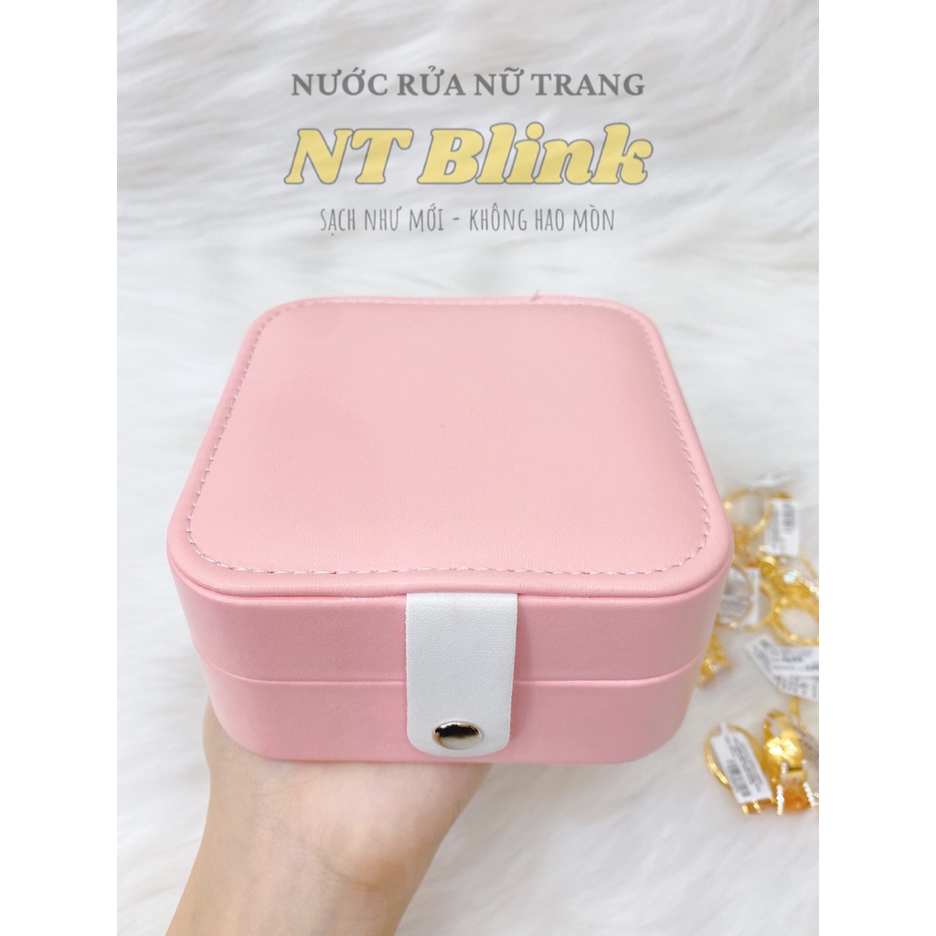 Hộp đựng trang sức mini, nhỏ gọn đựng nữ trang đi du lịch, đám tiệc, mẫu trơn có nút gài