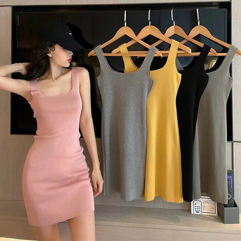 Đầm Dệt Kim Không Tay Lưng Cao Ôm Dáng Gợi Cảm Dành Cho Nữ