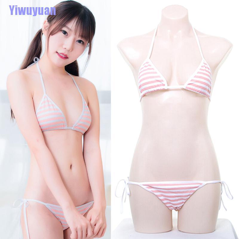 Bộ Bikini Kẻ Sọc Phong Cách Lolita Nhật Bản Ngọt Ngào