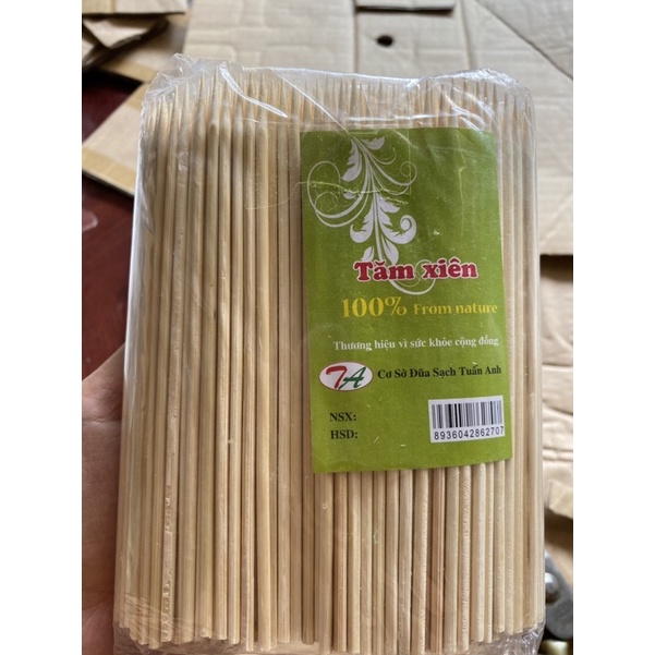 Tăm tre xiên thịt, tăm tre dài 15cm, 20cm - đóng gói 500g