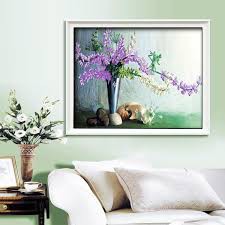 Tranh thêu chữ thập chưa thêu in sẵn Bình Hoa Lan Tím A810 (59x44cm)