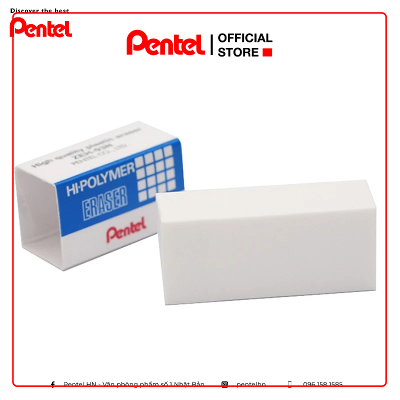 Gôm Tẩy Học Sinh Pentel Hi Polymer ZEH 3 Kích Cỡ Màu Trắng